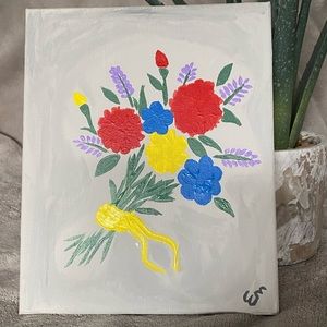 Hand-painted floral wall hanging
